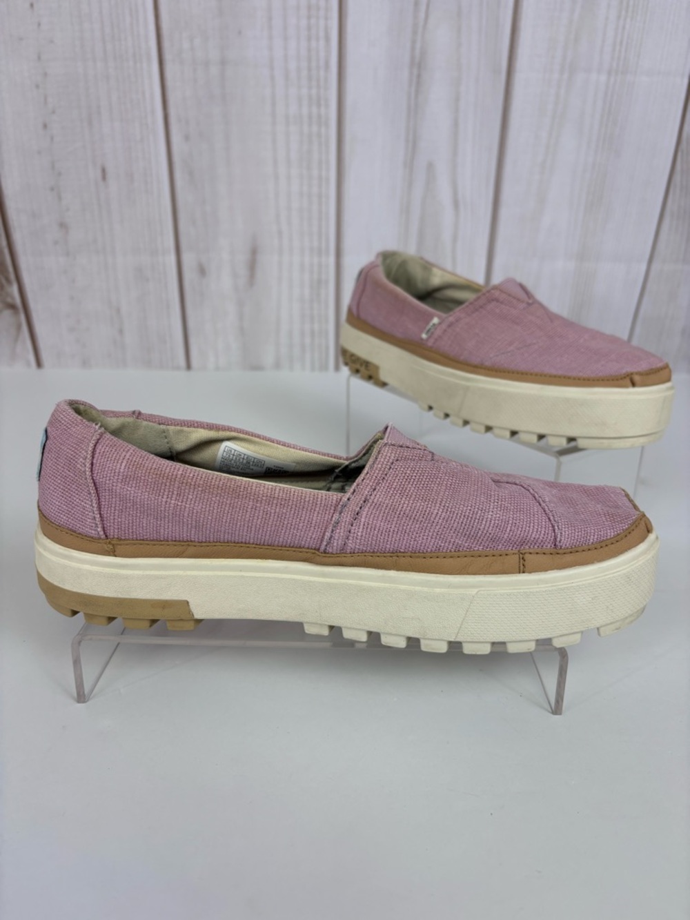 Toms Alpargata Lug Slip-On Loafers Canvas Platform Shoes Love Give Mauve Sz 7.5 - Picture 2 of 16